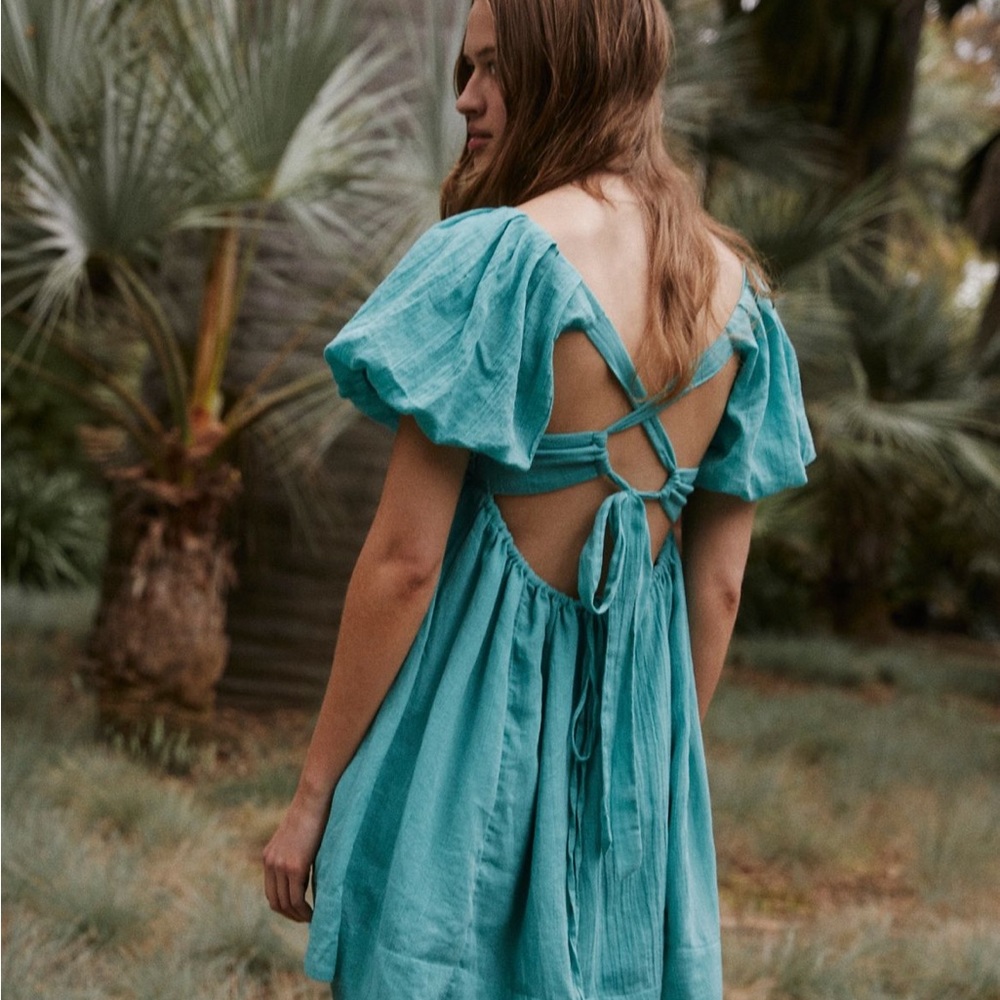 Free people mini dress light blue